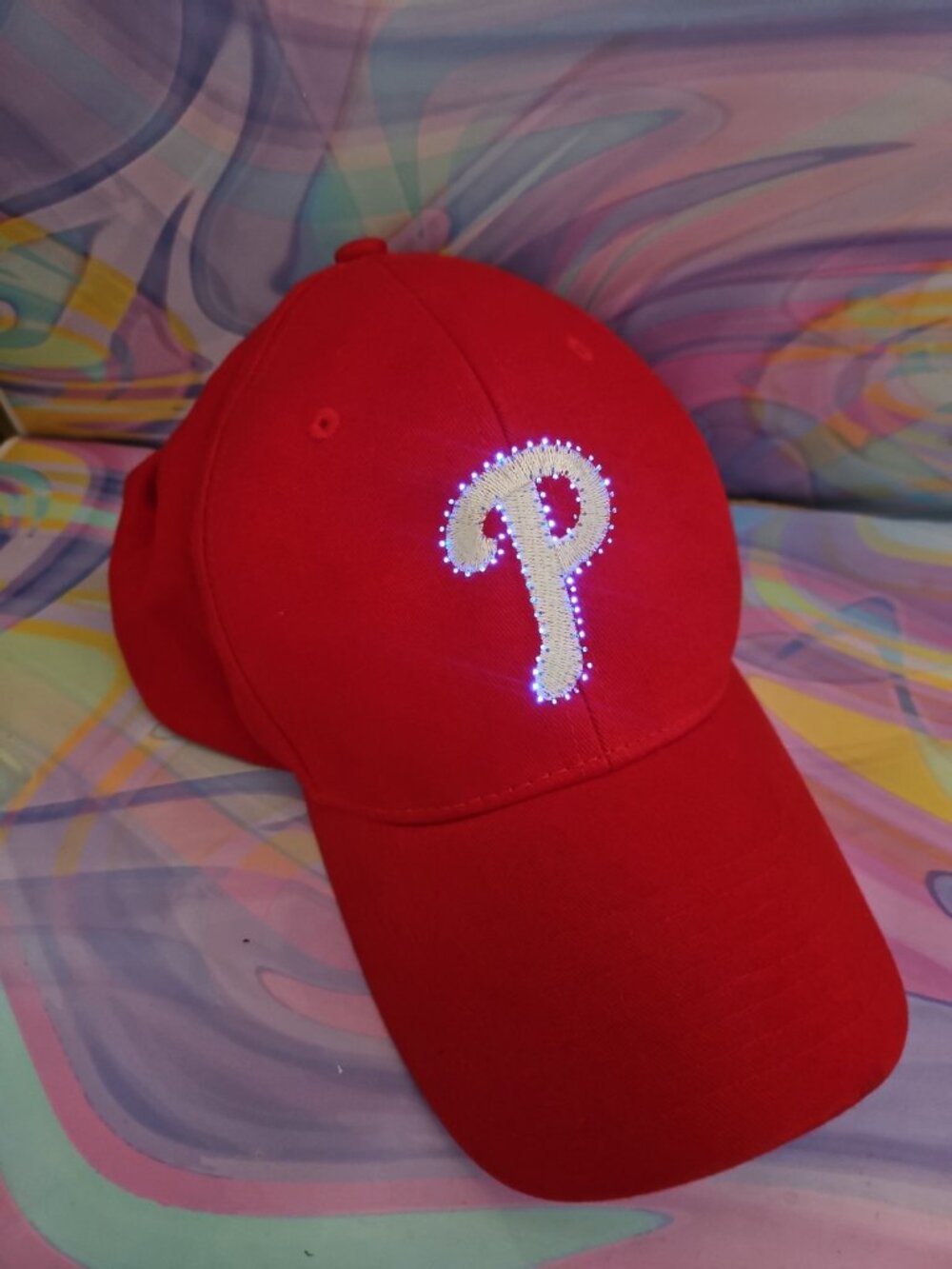 Philadelphia Phillies Lightwear Light-Up Hat Adjustable Hook and Loop Design Red